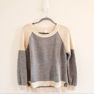 Nasty gal cream/gray colorblock sweater